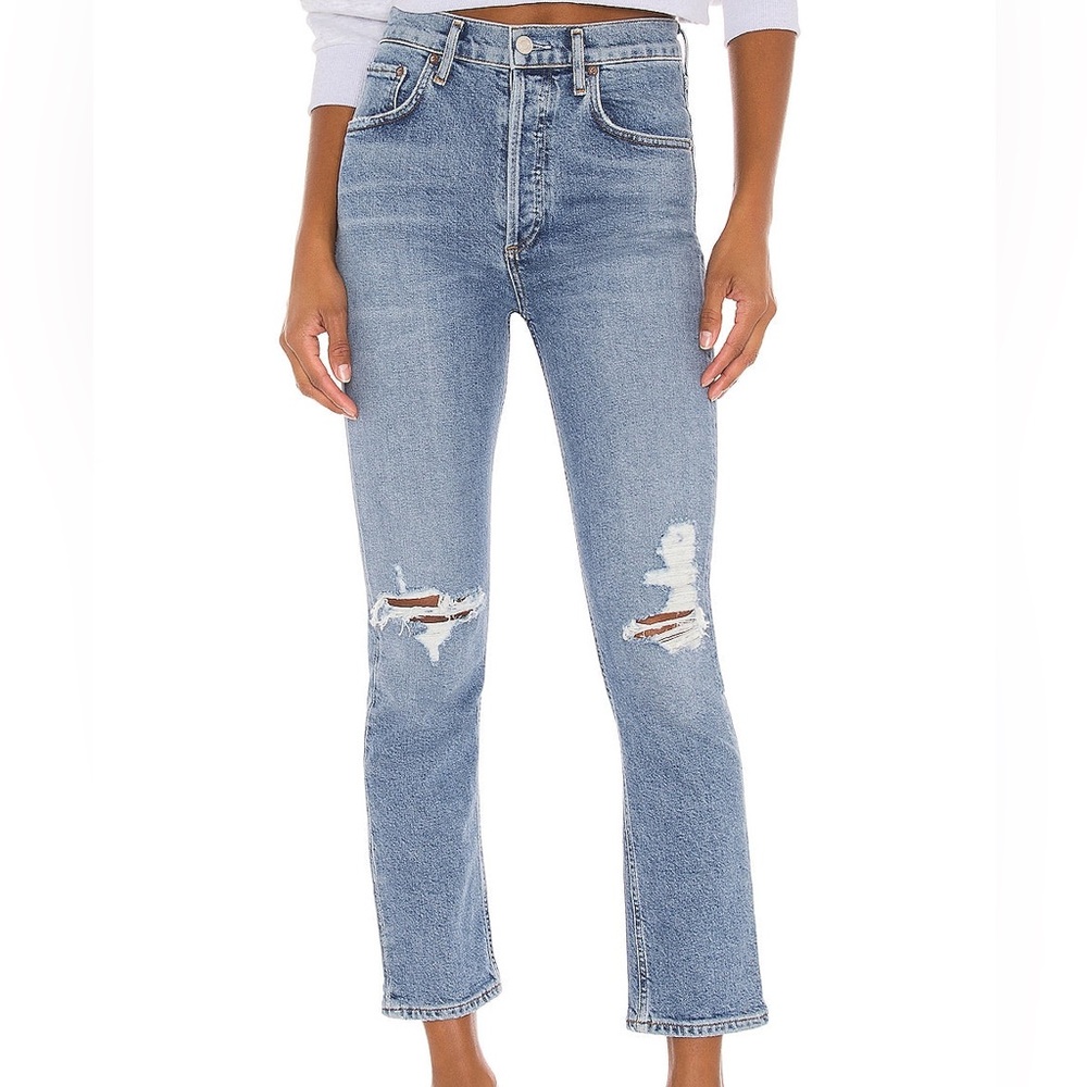 🚫SOLD🚫 AGOLDE RILEY HIGH RISE STRAIGHT CROP DENIM JEANS in WHIPLASH 25